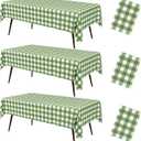 misaya 3 Packs Buffalo Disposable Table Cloth, 54 x 108 Inch Waterproof Plastic Tablecloth, Rectangle Sage Green and White Checkered Table Covers for Picnic, Birthday, Party