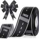 Chuangdi Racing Car Print Ribbon 1.5 Inch 20 Yards Black and White Checkered Grosgrain Ribbon Craft for Race Car Track Decor Marathon Theme Party Decor Hair Bows Headbands Making and Craft Wrapping