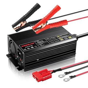 14.6V 30A Lithium Battery Charger, LiFePO4 Battery Charger AC-DC Smart Charger with Intelligent Trickle Charging, Cooling Fan, Switch, Dual Connection, Automatic Battery Maintainer