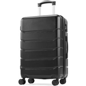 OLIXIS 28 Inch Luggage, Hardside Checked Suitcase with Spinner Wheels, Lightweight ABS Hard Shell Travel Luggage, TSA Approved Lock, Expandable Large Suitcase for Business & TravelBlack