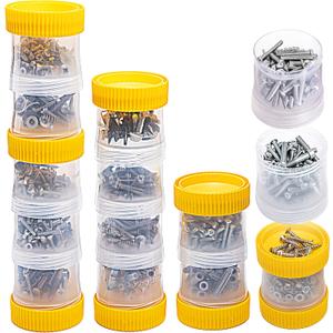 Space Saving Nail and Screw Container,Small Screw Storage Organizer Box,Translucent Fun System,Portable Small Parts Storage Containers 12 Cups & 9 Caps for Fastener Nails Nuts Bolts,Oroto Linka