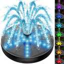 SZMP Solar Fountain Upgraded, 4W Bird Bath Fountain Pump with 7 Colors Lights, 7 Nozzle & 4 Fixer, 4000mah Battery, Solar Water Fountain for Garden, Pool, Pond (Colorful 30led Lights)