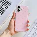 for iPhone 16 Case Cute Little Heart Polka Dot Simple Phone Case Wear IMD Slim Protection Crove for Women Girls-Pink Heart