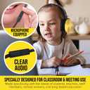 Classroom Headphones-Bulk 25-Pack, with Microphone Student On Ear Comfy Swivel Earphones for Library, School, Airplane, Kids-for Online Learning and Travel, HQ Stereo Sound 3.5mm Jack (Colored Set)
