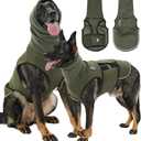 Meifsou Dog Anxiety Vest with Hood, Skin-Friendly Thunder Jacket for Dogs, All-in-One Dog Calming Shirt with Hood for Thunder, Fireworks, Separation - Keep Pet Calm Without Medicine, Army Green, L
