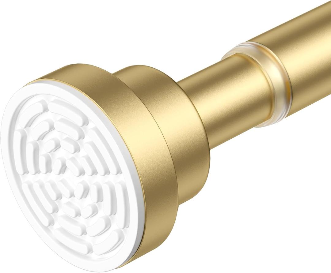 AIZESI Gold Tension Curtain Rod 30-63Inch 1PC,Spring Tension Rod No Drilling Non-Slip Adjustable Tension Curtain Rod, Spring Loaded Rod Extendable Tension Rod For Windows Doorway Bedroom