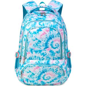 BLUEFAIRY Kids Backpack for Girls Elementary Primary Middle School Bags for Aged 8-10 for Teens Childs Bookbags Back to School Book Bags Mochilas para Nias de 6 7 8 9 10 Aos Tie-dye Blue (Light Sky Blue)