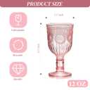 12 Oz Vintage Wine Glasses Goblets Drinking Glasses Sunflower Embossed Glassware Plastic Champagne Flutes Unbreakable Wedding Toasting Glasses Party Wine Cups for Bridal Shower Party (24, Pink)