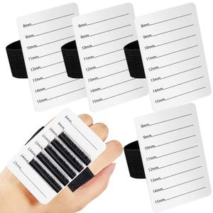 Patelai 4 Pieces Lash Holder Eyelash Extension Hand Pallet Tray Tools with Adjustable Wrist Strap Adjustable Lash Tray Strip Palette One Size Fits Most Eyelash Extension Holder(8-15 mm,White)