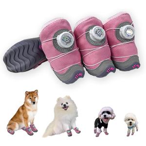 Dog Shoes for Large Dogs,Dog Boots for Small Dogs,Waterproof,Anti Slip,Anti Shedding,Suitable for All Seasons,12 Styles- Knob Buckle Shoes.(Summer-Pink, Size 1: 1.3"x1.6"(W*L)(Pack of 4))