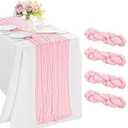 4 Pack Light Pink Gauze Cheesecloth Table Runners 10ft (35x120 Inch) - Boho Wedding Decor for Bridal Showers, Baby Showers & Birthday Parties