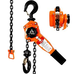 Lever Chain Hoist, 3/4 Ton Come Along Winch, 10FT Manual Ratchet Puller Hoist,G80 Black Chain and 2 Heavy Duty Hooks,1650lbs Hoist for Lifting