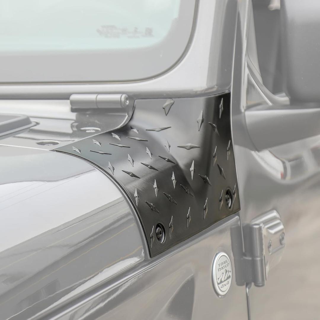 Savadicar Cowl Body Armor Outer Cowl Covers Corner Guards for 2018-2025 Jeep Wrangler JL JLU & Jeep Gladiator JT 2/4 Door, Exterior Accessories Parts, Textured Black, Pair (Diamond Pattern)