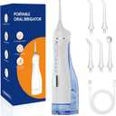Portable IPX7 Rechargeable Water Flosser for Teeth Pick, 4 Modes 5 Jet Tips Oral Irrigator, 300ml Tank - for Braces, Sensitive Gums, Home & Travel