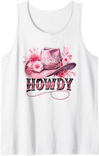 Howdy Coquette Western Country Graphic Cowgirl Tank Top (Small)