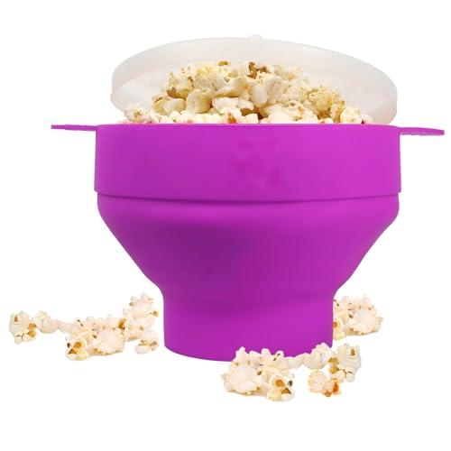 Microwave Popcorn Maker Bowl, Silicone- Purple