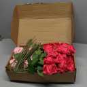72 Pcs Artificial Roses Hot Pink, Pink Fake Silk Roses Realistic Roses Faux Flower Indoor Wedding Home Decor, Birthday Decorations