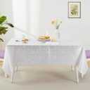 Wave Scroll Damask Jacquard Rectangle White Tablecloth 60"x102"，Wipeable Table Cover for Dining Table, Buffet Parties and Camping