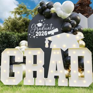 Graduation Decorations 2026, 2.3FT GRAD Marquee Letters for Graduation Party Decorations, GRAD Light Up Letters Kindergarten Graduation for Preschool High School College, GRAD