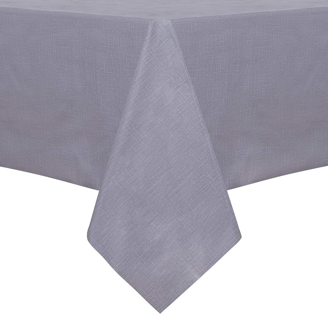 sancua 100% Waterproof Rectangle PVC Tablecloth - 54 x 78 Inch - Oil Proof Spill Proof Vinyl Table Cloth, Wipe Clean Table Cover for Dining Tables, Buffet Parties and Camping, Grey
