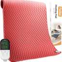 King Size Heating Pad for Back Pain 32"x24" Extra Large Electric Heating Pad for Period Cramps Relief & Body Neck Shoulder Auto Shut Off Heat Pad Temperature Settings Machine Washable Red