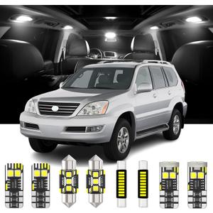AENVTOL 18 Pieces Interior LED Lights Kit for Lexus GX470 2003-2009 Toyota Land Cruiser Prado 120 2003-2009 White LED Interior Bulbs Package + License Plate Lights, Install Tool