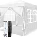 10x10 Pop Up Canopy Tent with Sidewalls, Outdoor Gazebo Canopy Tent, Patio Event Tents Outdoor Event Shelter for Parties (White)