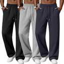 Neer 3 Pack Men's Lounge Pants Lightweight Open Bottom Baggy Sweatpants Casual Drawstring Joggers with 3 Pockets for Leisure (S)