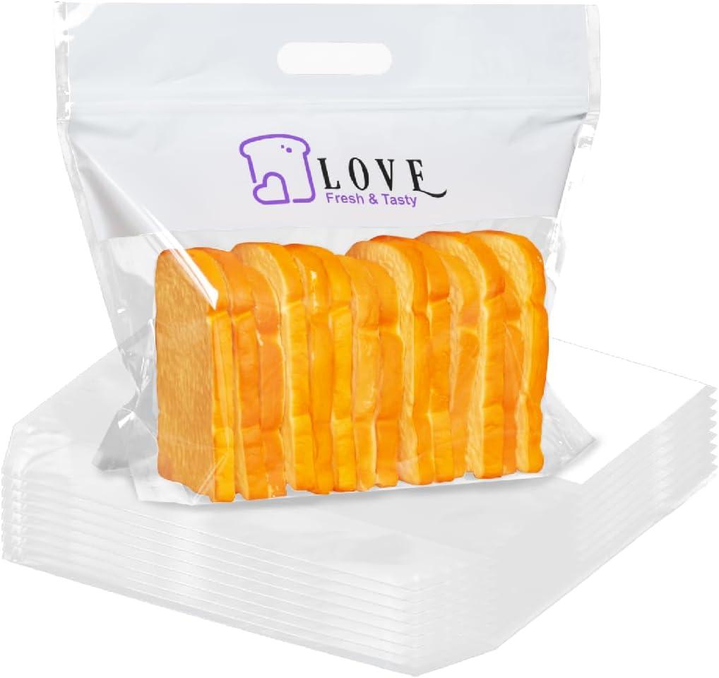 Plastic Bread Bags for Homemade Bread, Freezable Seal Tight Cellophane Bags for Loaves, SourdoughBagels (50 Packs) White (13.8" x 11.8")