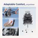 Lumbar Support Pillow for Office Chair - Lower Back Pain Relief Cushion with Adjustable SpineAlign Bolster, Memory Foam Pillow for Car, Couch, Gaming Seats - Dual Straps, Dark Grey