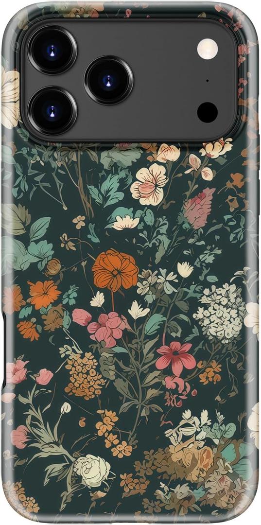 LUMARKE for iPhone 17 Pro Case Cute,Aesthetic Vintage Wildflower Hard Shell,Compatible with Magsafe,Trendy Unique Cool Western Coquette Floral Protective Slim Silicone Phone Cover for Women Girls