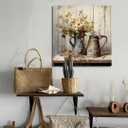 LAIART Farmhouse vintage rustic wall decor, floral wall art modern home artwork, 20"L x 20"W