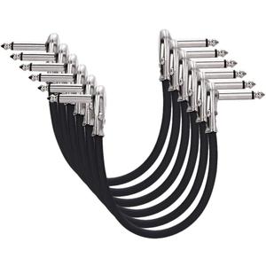 Amazon Basics 1/4 Inch Guitar Patch Auxiliary Cable, 6 in, 6-Pack, Black
