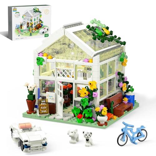 QLT White Flowers House Building Set, Compatible with Lego Flower Friends House Create Elegance and Warmth Environment, Greenhouse Building Toy, Nice Gift for Boys, Girls and Adult (639 Pcs)