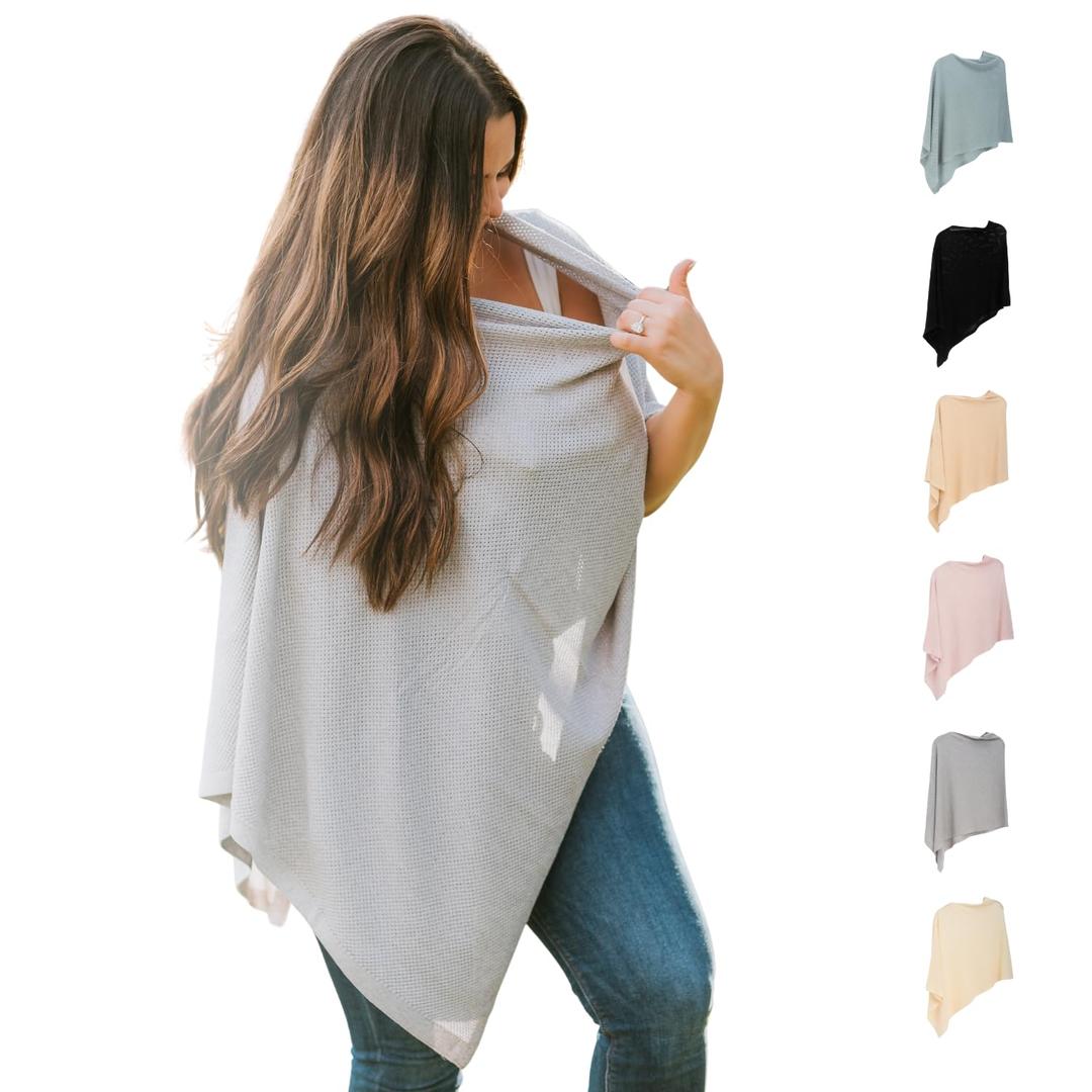 Breathable Nursing Cover Up for Breastfeeding - Privacy Nursing Covers - Improved Ponchy by Gold Mamas - Newborn Essentials Must Haves - True, Gray