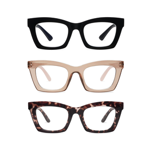 AMOMOMA Trendy Oversized Blue Light Stylish Readers for Women,Retro Square Cute Sturdy Computer Womens Reading Glasses AM6042 +2.50