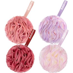 AmazerBath Loofah Sponge 60g/Piece, Exfoliating Bath Sponge Body Scrubber - Loofa Set of 2 - SunsetBerry Colors, Medium