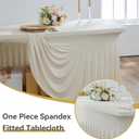 Spandex Tablecloth 6FT Rectangle Table Cover 6 Pack Beige Wrinkle-Free