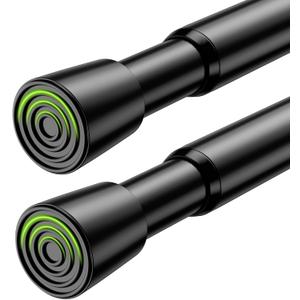 2 Pack Spring Tension Rods 33-59 Inches Adjustable Black No Drill Spring Loaded Curtain Rod Small Short Tension Curtain Rod Expandable Tension Rod for Windows,Kitchen,Doorway,Bathroom,Cupboard Bars