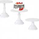 3pcs Metal Cake Stand Set 8''10''12'' Dessert Table Display Perfect for Baby Shower Wedding Birthday (white)