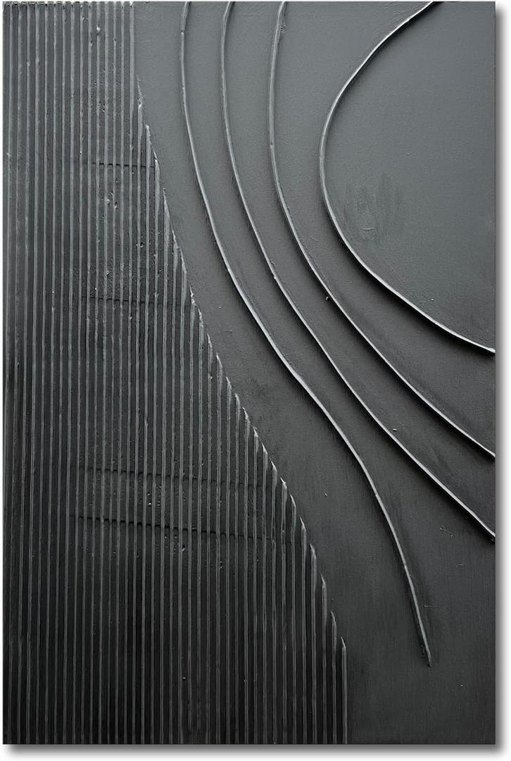NANKAI Art Hand-Painted Thick Texture Black Minimalist Oil Painting Large Home Wall Decorative Art Oil Painting 45x30 inches (Nkhb173)