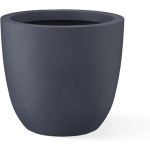 Kante 18 Inch Dia Round Concrete Planter, Indoor Outdoor Large Plant Pot with Drainage Hole and Rubber Plug for Home Patio Garden, Charcoal