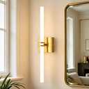 Bathroom Light Fixtures,Gold 18W LED 360 Full Lighting Modern Wall Sconce Vanity Ligh with 5-Color Dimmable 3000K-6000K, 22.05inch Vanity Lighting for Bath, Powder Room, Bedroom, Hallway