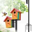 Bird Feeder Pole, 75" Outdoor Bird House Pole Kit Stand with 5-Pronged Base, Adjustable Height & Universal Mount for Easy Setup, 2 Installation Methods, Matte Black Finish (Without Feeder)