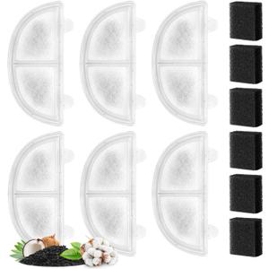 6 Pack Pet Fountain Replacement Filters for Wireless Pumps Cat Water Fountain Dog Water Dispenser WF20/CF20, Triple Filtration System Replacement Filters