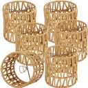 6 PCS Rattan Lamp Shades, Clip-on Rattan Lamp Shade, Chandelier Candle Bulb Lampshade, Natural Touch Hand Woven Lampshade for Chandeliers, Pendants, Wall Sconces, 5.1 x 5.1 in