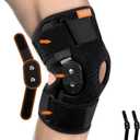 Hinged Knee Brace, Adjustable Knee Support Wrap for Men&Women, Pain Relief Swelling and Inflammation, Patellar Tendon Support Sleeve for Helping Relieve Strains, Sprains, ACL and MCL Injuries (Medium, BLACK)