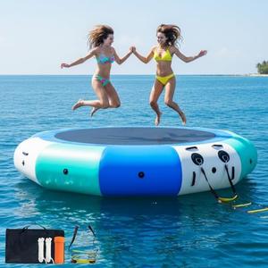 COOLWAVE 10 FT Inflatable Water Trampoline for Lake with No Pump