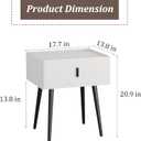 Nightstand Set of 2 with Single Drawer,Leather Side Table,Modern Bedside Table with Metal Legs for Bedroom,Small Accent End Table,White