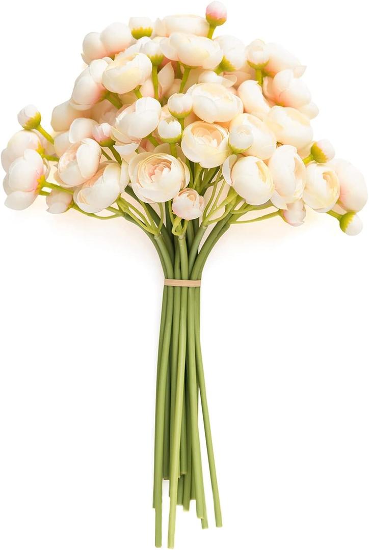 Ling's Moment Ranunculus Artificial Flower, Faux Silk Mini Ranunculus Flowers for DIY Bouquet, Bulk Fake Wedding Filler Flowers for Centerpieces Arrangements Bridal Shower Decorations, Pink Shade